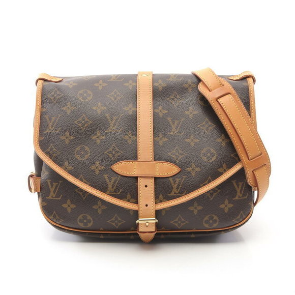 Louis Vuitton Saumur Shoulder Bag Leather Monogram Brown - Picture 1 of 7